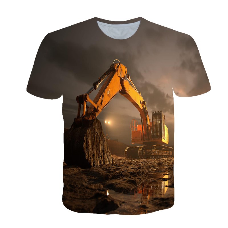 3D Printing Excavator - Letnia spersonalizowana koszulka męska koparka drukowanie