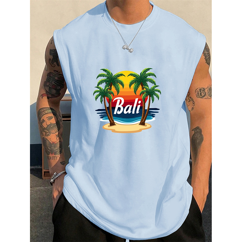Letni męski tank top z wzorem  – 3D Printing Bali recenzja i cena