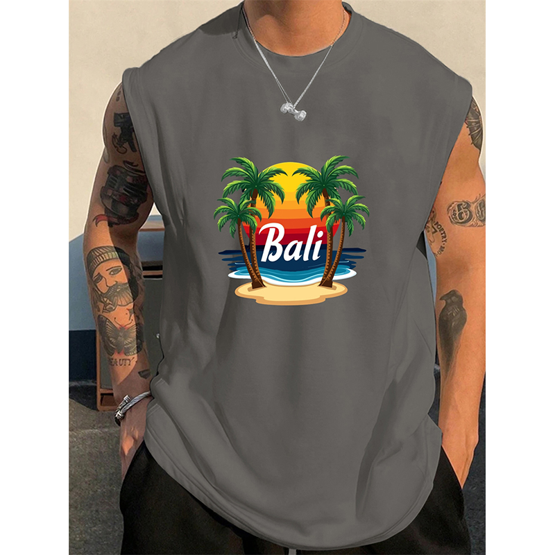 Letni męski tank top z wzorem  – 3D Printing Bali recenzja i cena