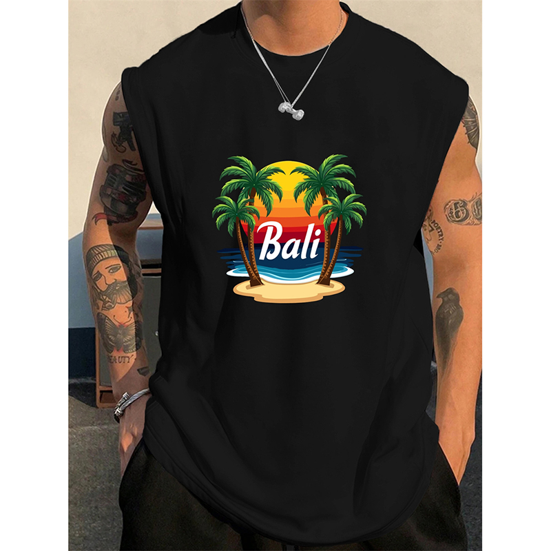 Letni męski tank top z wzorem  – 3D Printing Bali recenzja i cena